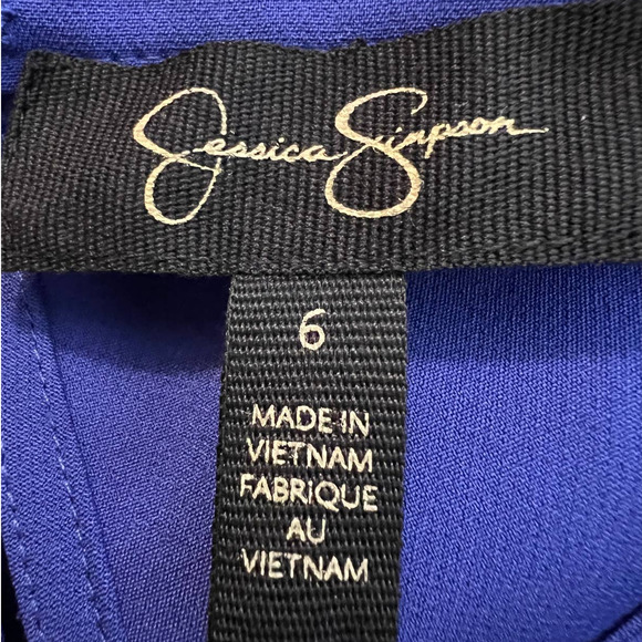 Jessica Simpson Shift Dress Size 6 in Blue with Cap Sleeves and Beaded Neckline - Picture 4 of 6